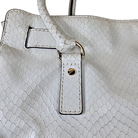 Rare White Michael Kors Snake Leather Python Hamilton Purse Satchel 35S5SHLT3N - Picture 4 of 12